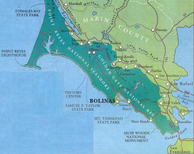 West Marin map courtesy of www.coastaltraveler.com